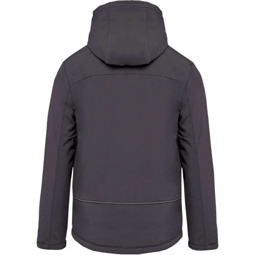 Férfi kapucnis, bélelt softshell kabát, Kariban KA650, Titanium-XL