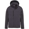 Férfi kapucnis, bélelt softshell kabát, Kariban KA650, Titanium-XL