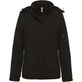   Női kapucnis, bélelt softshell kabát, Kariban KA651, Black-XS