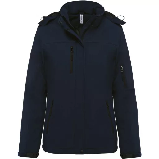 Női kapucnis, bélelt softshell kabát, Kariban KA651, Navy-L