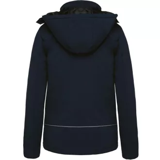   Női kapucnis, bélelt softshell kabát, Kariban KA651, Navy-XS