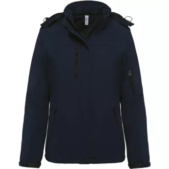   Női kapucnis, bélelt softshell kabát, Kariban KA651, Navy-XS