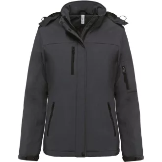   Női kapucnis, bélelt softshell kabát, Kariban KA651, Titanium-XS