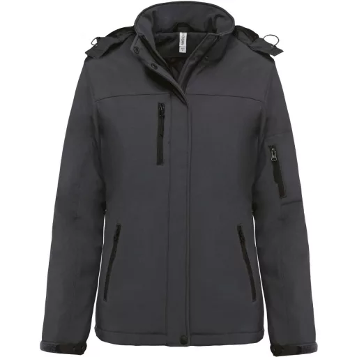 Női kapucnis, bélelt softshell kabát, Kariban KA651, Titanium-XS