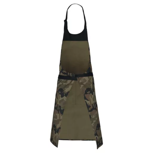 Uniszex pamut hosszú kötény fém csúszócsattal, Kariban KA885, Olive Camouflage-U