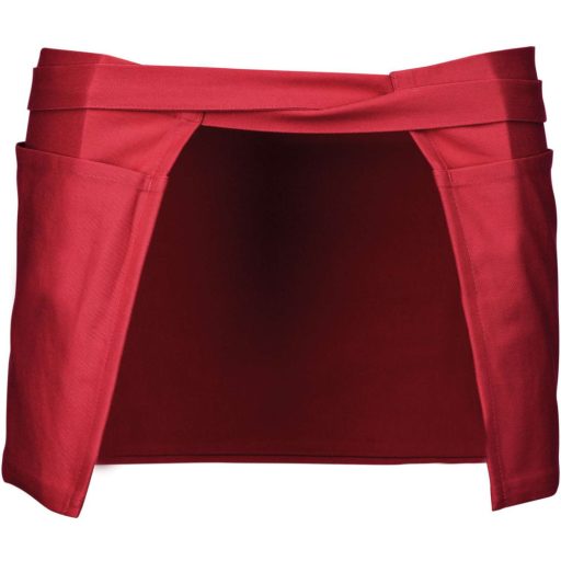 Uniszex pamut derekas rövid kötény sok zsebbel, Kariban KA886, Red-U