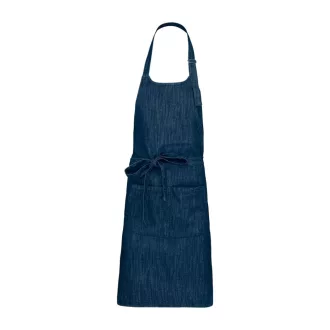   Uniszex duplazsebes hosszú kötény, állítható nyakpánttal, Kariban KA890, Denim-U