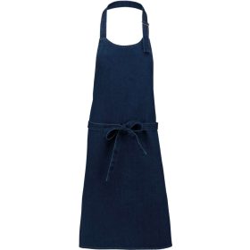   Uniszex pamut hosszú kötény, fémcsatos nyakpánttal, Kariban KA895, Denim-U