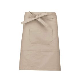   Uniszex pamut, 50 cm-es derekas kötény zsebekkel, Kariban KA898, Beige-U