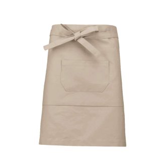   Uniszex pamut, 50 cm-es derekas kötény zsebekkel, Kariban KA898, Beige-U