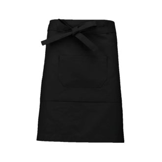   Uniszex pamut, 50 cm-es derekas kötény zsebekkel, Kariban KA898, Black-U