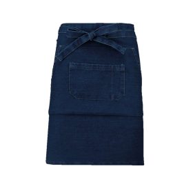   Uniszex pamut, 50 cm-es derekas kötény zsebekkel, Kariban KA898, Denim-U