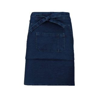   Uniszex pamut, 50 cm-es derekas kötény zsebekkel, Kariban KA898, Denim-U