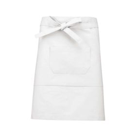   Uniszex pamut, 50 cm-es derekas kötény zsebekkel, Kariban KA898, White-U