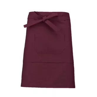  Uniszex pamut, 50 cm-es derekas kötény zsebekkel, Kariban KA898, Wine-U