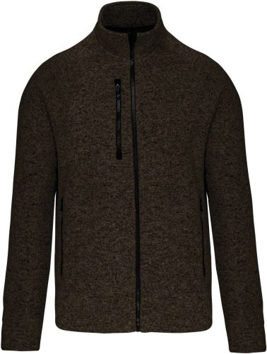 Férfi poliészter cipzáras dzseki, Kariban KA9106, Dark Khaki Melange-M