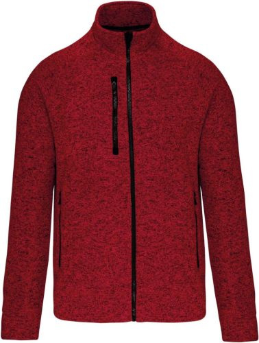 Férfi poliészter cipzáras dzseki, Kariban KA9106, Red Melange-3XL