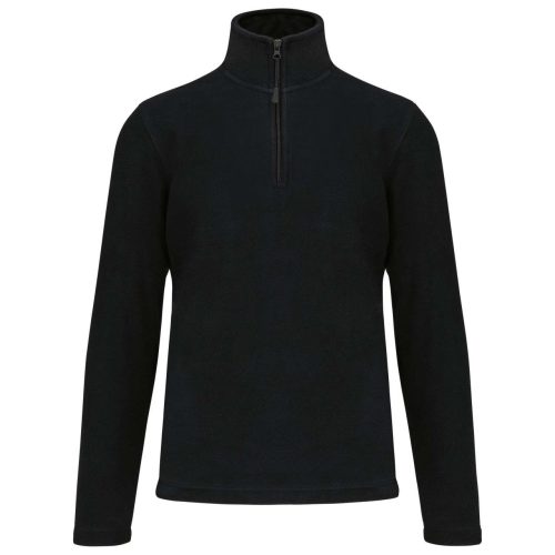 Uniszex galléros, 1/4 cipzáras mikropolár pulóver, Kariban KA912, Black-2XL