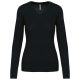 Női V-nyakú testhezálló pulóver, Kariban KA966, Black-3XL
