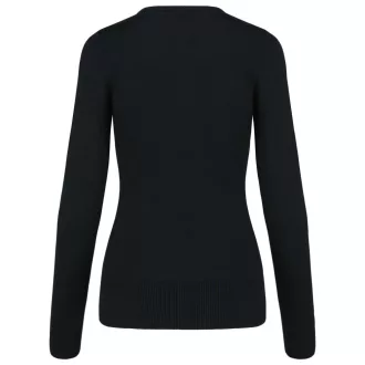   Női V-nyakú testhezálló pulóver, Kariban KA966, Black-3XL