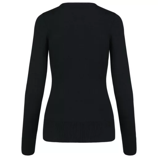 Női V-nyakú testhezálló pulóver, Kariban KA966, Black-L