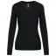 Női V-nyakú testhezálló pulóver, Kariban KA966, Black-S