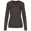 Női V-nyakú testhezálló pulóver, Kariban KA966, Dark Grey-S