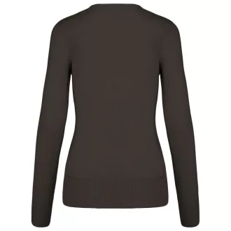   Női V-nyakú testhezálló pulóver, Kariban KA966, Dark Grey-S