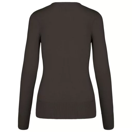 Női V-nyakú testhezálló pulóver, Kariban KA966, Dark Grey-S