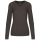 Női V-nyakú testhezálló pulóver, Kariban KA966, Dark Grey-XL