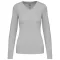 Női V-nyakú testhezálló pulóver, Kariban KA966, Grey Melange-2XL