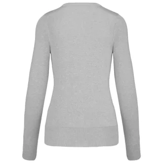   Női V-nyakú testhezálló pulóver, Kariban KA966, Grey Melange-2XL