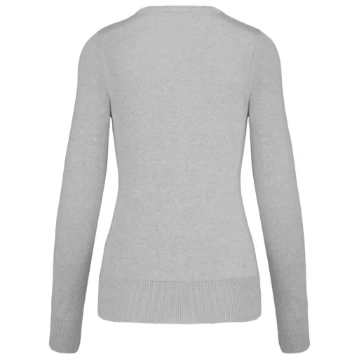 Női V-nyakú testhezálló pulóver, Kariban KA966, Grey Melange-2XL