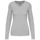 Női V-nyakú testhezálló pulóver, Kariban KA966, Grey Melange-XL