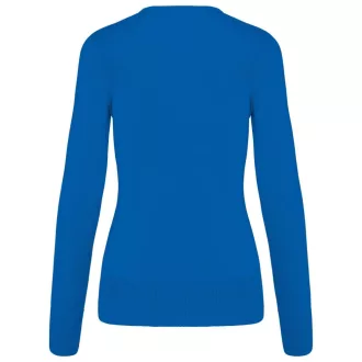   Női V-nyakú testhezálló pulóver, Kariban KA966, Light Royal Blue-S