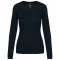 Női V-nyakú testhezálló pulóver, Kariban KA966, Navy-XL