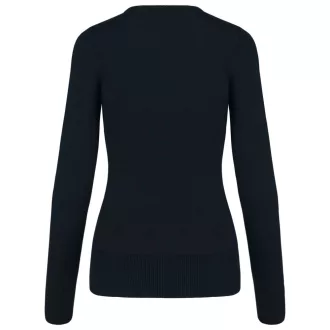 Női V-nyakú testhezálló pulóver, Kariban KA966, Navy-XL
