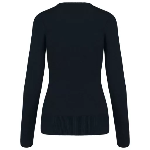 Női V-nyakú testhezálló pulóver, Kariban KA966, Navy-XL