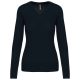 Női V-nyakú testhezálló pulóver, Kariban KA966, Navy-XS