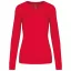 Női V-nyakú testhezálló pulóver, Kariban KA966, Red-2XL