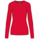 Női V-nyakú testhezálló pulóver, Kariban KA966, Red-L