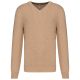Férfi prémium V-nyakú pulóver, Kariban KA982, Camel Heather-XL