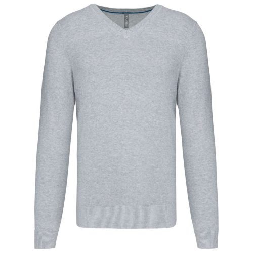 Férfi prémium V-nyakú pulóver, Kariban KA982, Light Grey Heather-3XL
