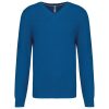 Férfi prémium V-nyakú pulóver, Kariban KA982, Mykonos Blue Heather-3XL