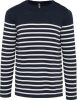 Férfi vállon gombolós csíkos pulóver, Kariban KA989, Striped Navy/Off White-S