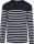 Férfi vállon gombolós csíkos pulóver, Kariban KA989, Striped Navy/Off White-S