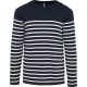 Férfi vállon gombolós csíkos pulóver, Kariban KA989, Striped Navy/Off White-S