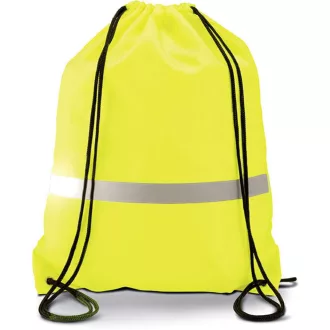   KI0109 poliészter tornazsák-hátizsák vényvisszaverö csíkkal Kimood, Fluorescent Yellow-U