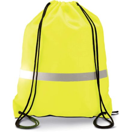 KI0109 poliészter tornazsák-hátizsák vényvisszaverö csíkkal Kimood, Fluorescent Yellow-U