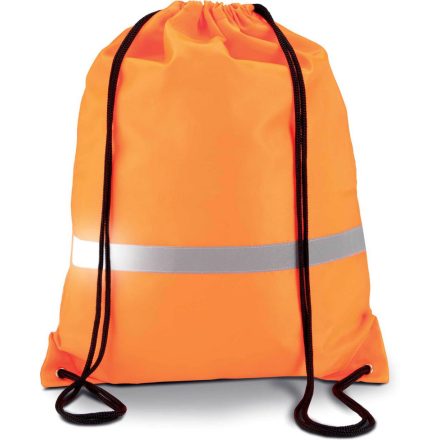 KI0109 poliészter tornazsák-hátizsák vényvisszaverö csíkkal Kimood, Fluorescent Orange-U
